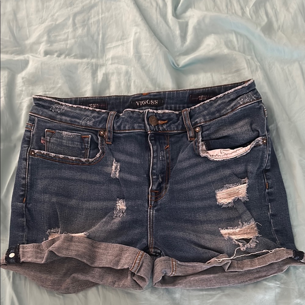 Vigoss Blue Jean Shorts Distressed Cuffed